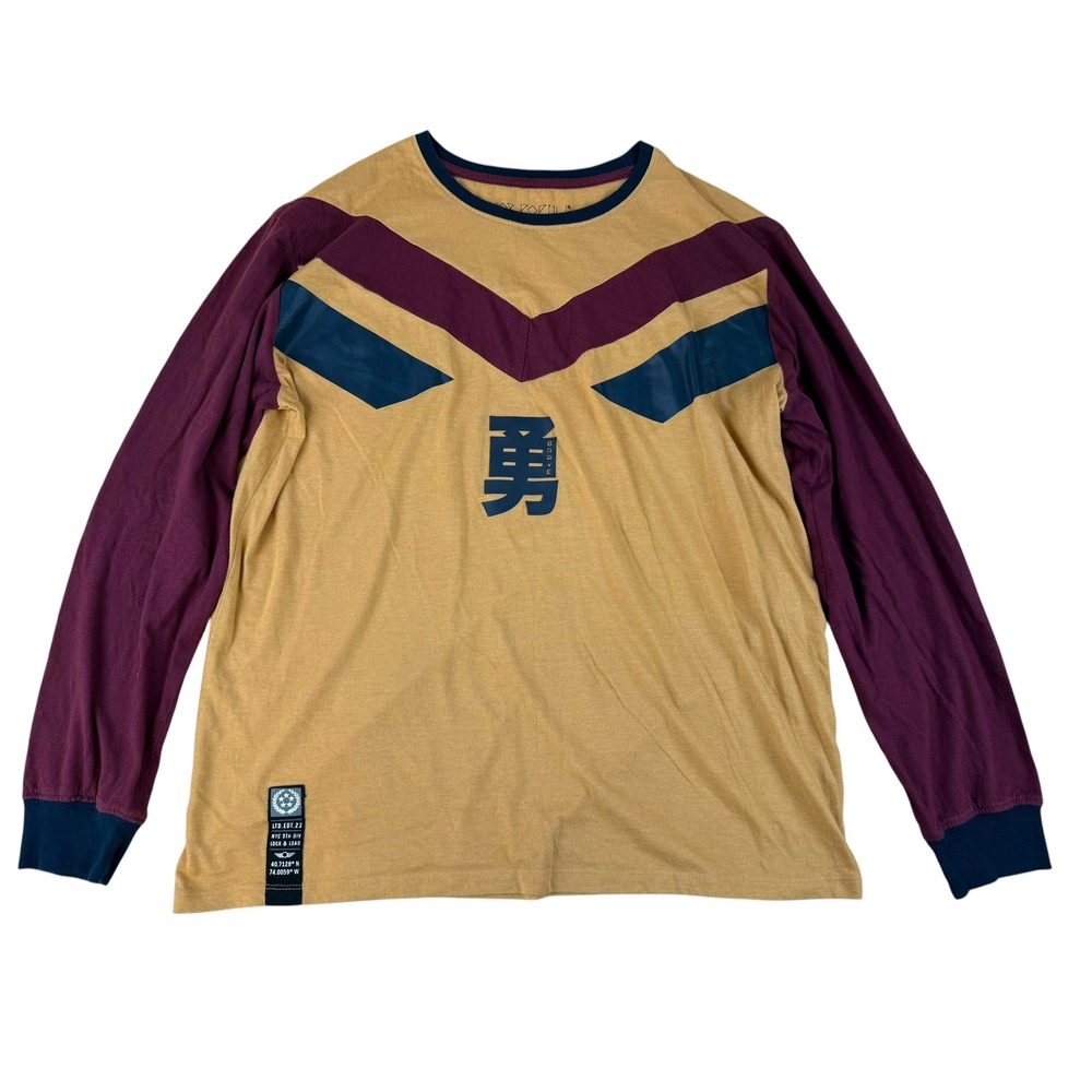 Vox Populi Large Long Sleeve Shirt Streetwear Colorblock Cotton Graphic Tee